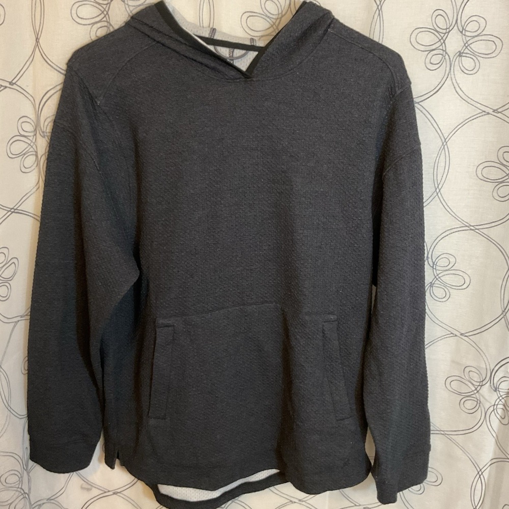 All in Motion Textured Knit Hoodie Black with zip kangaroo pocket Size Small
